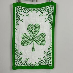 Vintage Irish Linen Green Shamrock Tea Towel